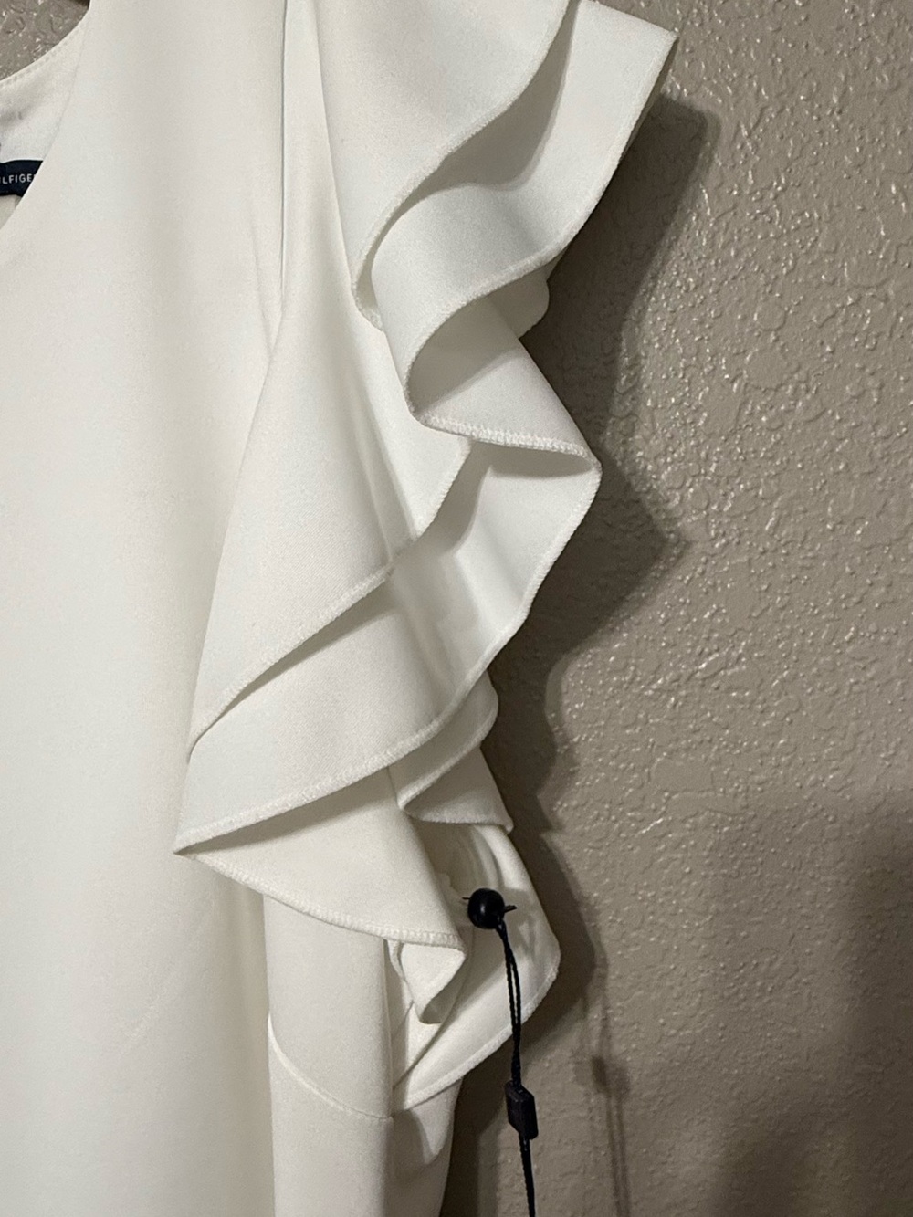 Tommy Hilfiger White Midi Dress with Ruffle Sleeves - Picture 3 of 7